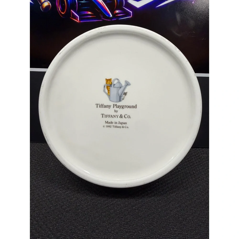 Tiffany & Co 1992 Tiffany Playground Porcelain Bowl Pink Rim Animals Japan Made